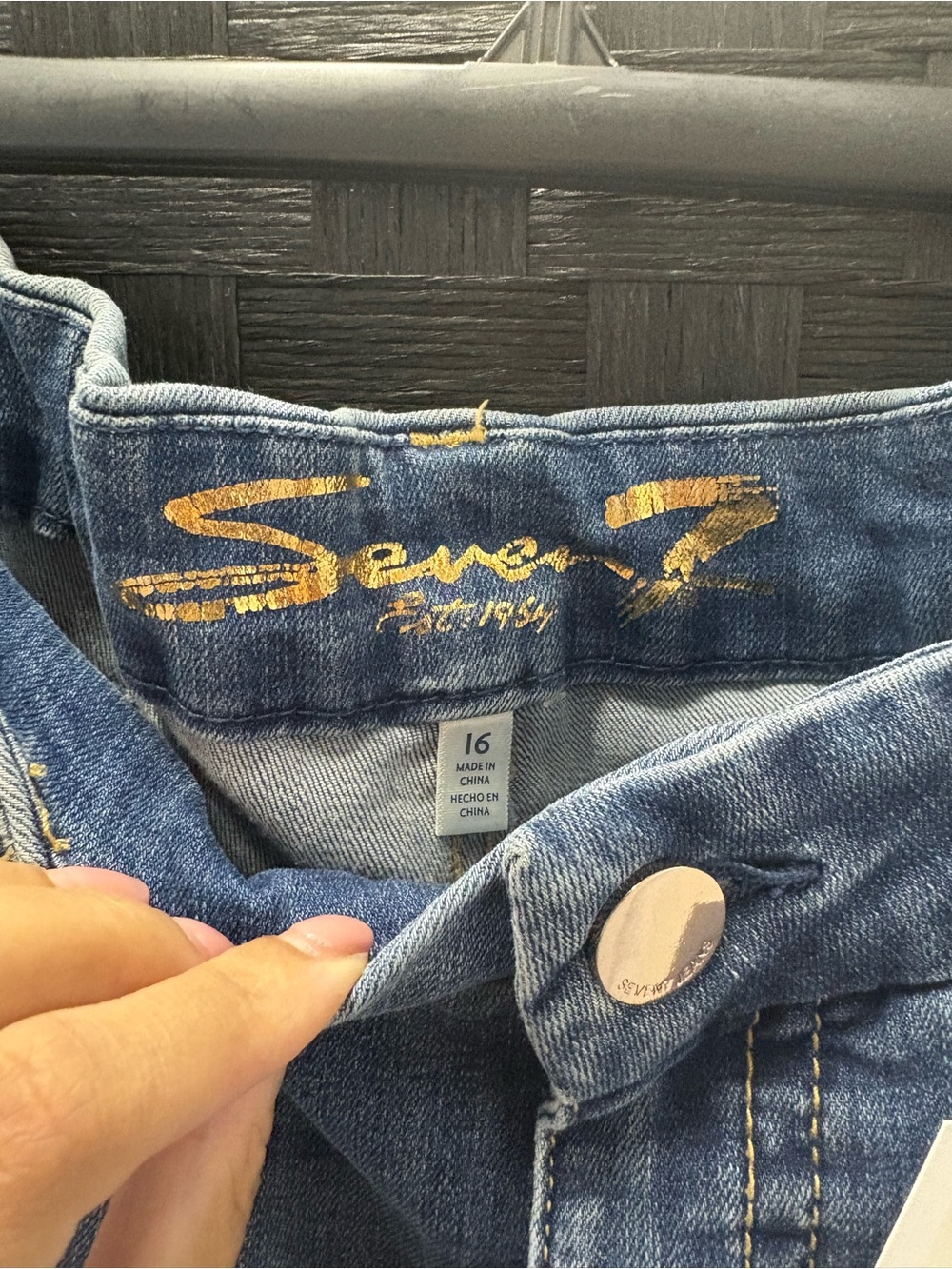 Seven7 Medium Blue High-Rise Straight Leg Jeans - Picture 3 of 4
